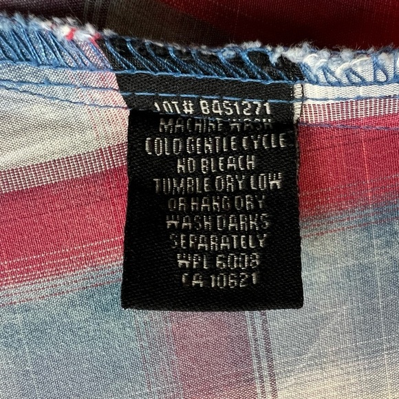 Rock & Roll Cowgirl Western Size S Blue And Red Plaid Pearlized Snap Buttons - Picture 8 of 11